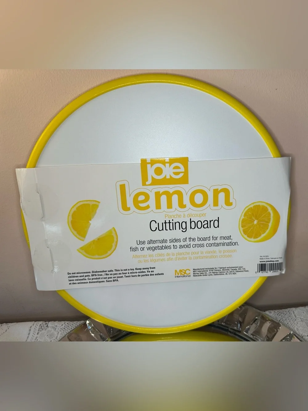 Joie Lemon Graphic Round Cutting Board - Yellow